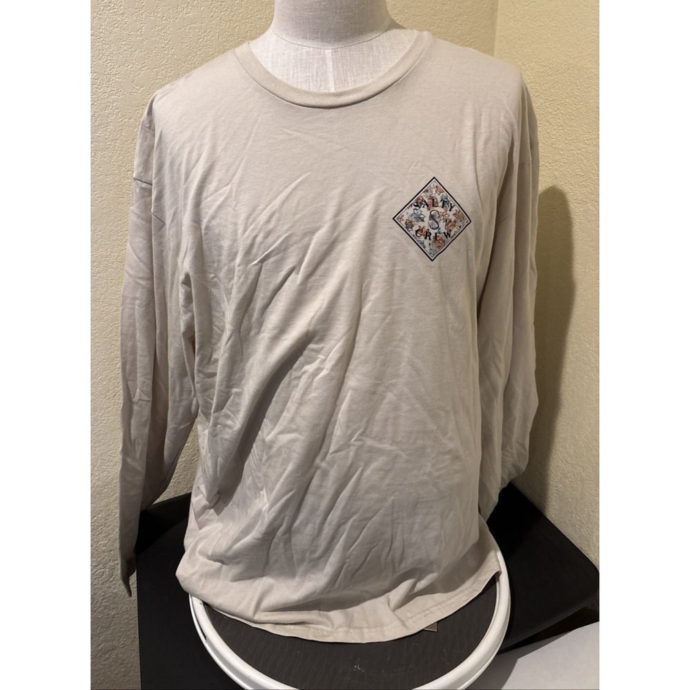 Salty Crew Choppy Tippet Fill Premium Long Sleeve Graphic T-Shirt Bone Sz XXL